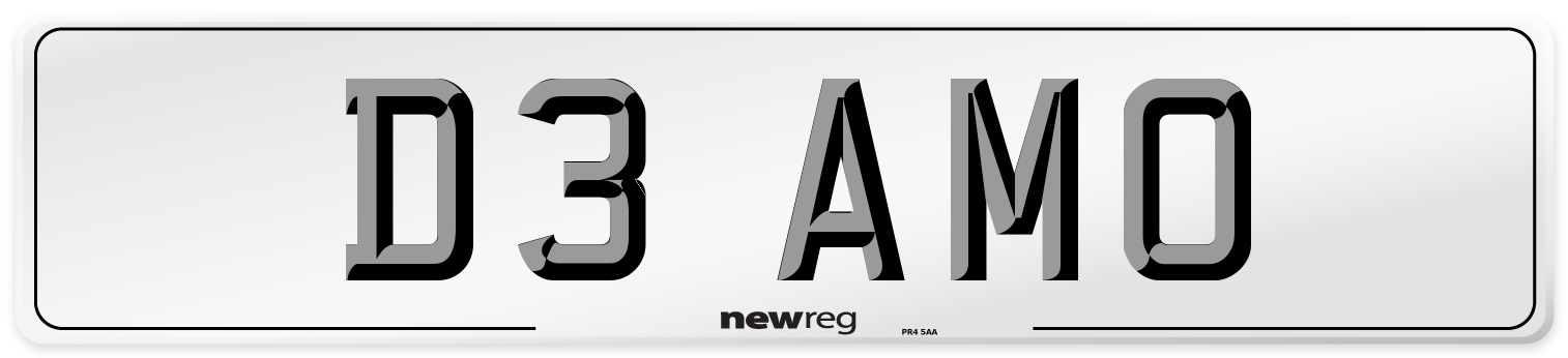 D3 AMO Number Plate from New Reg